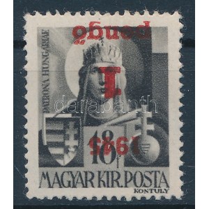 Nagyvárad I. 1945 1P/18f fordított felülnyomással / with inverted overprint. Signed: Bodor