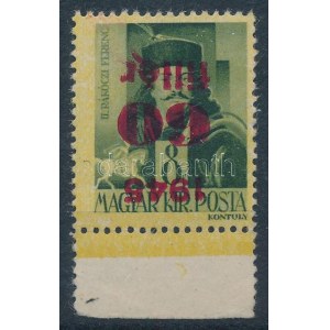 1945 Kisegítő ívszéli 60f/8f fordított felülnyomással (18.000) / Mi 794 with inverted overprint. Certificate...