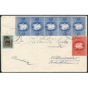 1946 (8. díjszabás) Távolsági levél 7 db bélyeggel Budapestről Ausztriába ...