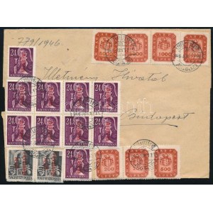 1946 (20. díjszabás) Levél 47 db bélyeggel bérmentesítve KOPPÁNYSZÁNTÓ - Budapest (néhány bélyeg sérült) ...