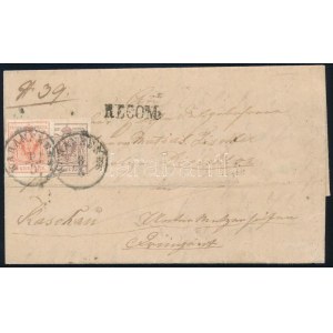 ca 1853 3kr + 2 x 6kr ajánlott levélen, a hátoldali bélyegen szakadás / 3kr + 2 x 6kr on registered cover...