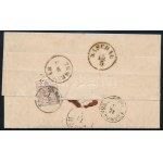 ca 1853 3kr + 2 x 6kr ajánlott levélen, a hátoldali bélyegen szakadás / 3kr + 2 x 6kr on registered cover...