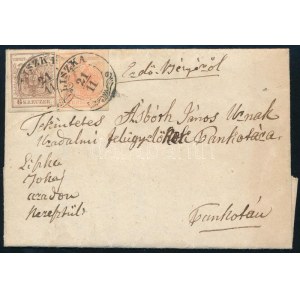 1856 3kr + 6kr levélen / on cover LISZKA - Pankota