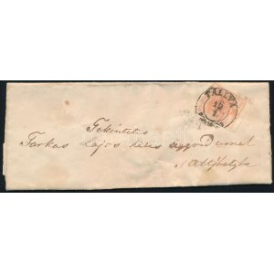 1858 3kr levélen / on cover TÁLLYA - Sátoraljaújhely