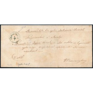 ~1859 Hivatalos levél / Official cover, kék / blue VÁMOS-PIRCS - Hajdúböszörmény (Gudlin csak a feketét hozza...