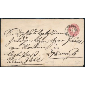 ~1863 5kr díjjegyes boríték / PS-cover SÁRVÁR