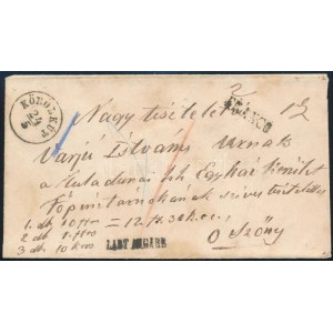 1864 Pénzeslevél / Insured cover KÖBÖLKÚT + FRANCO - Ószőny