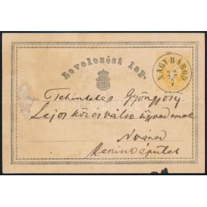 1870 2kr díjjegyes levelezőlap / PS-card NAGY BÁROD (Gudlin 350 p)