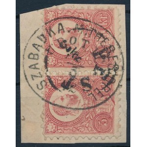 1871 Réznyomat 5kr pár kivágáson / on cutting, háromnyelvű / trilingual SZABADKA + PEST