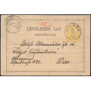1871 2kr díjjegyes levelezőlap / PS-card KISBÉR - Wien