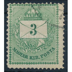 1874 3kr durva gyöngyjavítással (ex Lovász) / with retouche