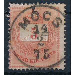 1874 5kr type I. durva gyöngyjavítással (ex Lovász) / with retouche