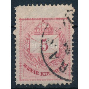 1874 5kr extra magas bélyeg / with shifted perforation