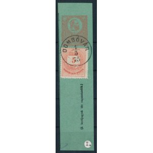 1874 5kr I. típus Réznyomat díjjegyes kivágáson, durva gyöngyjavítással / Mi 17 with retouche on PS-cutting DOMBÓVÁR ...