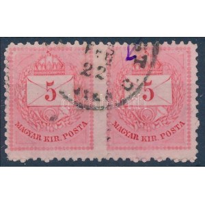 1881 5kr pár végigfutó karccal, erős méretkülönbséggel (ex Lovász) / Mi 23 pair with scratches...