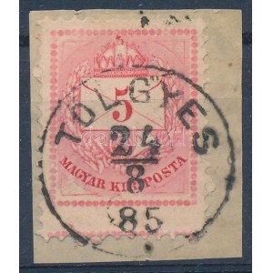 1881 5kr durva képbefogazással, extra magas bélyeg (ex Lovász) / Mi 23 with shifted perforation