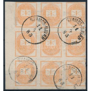 1881 Hírlapbélyeg ívszéli 9-es tömb / Newspaper stamp margin block of 9 SZAMOS-UJVÁR
