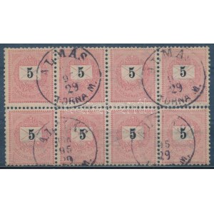 1889 5kr 8-as tömb típusösszefüggés ALMÁS / TORNA M.