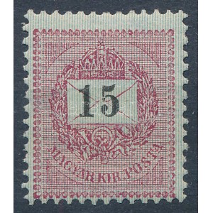 1889 15kr 12 : 11 3/4 fogazással / Mi 34
