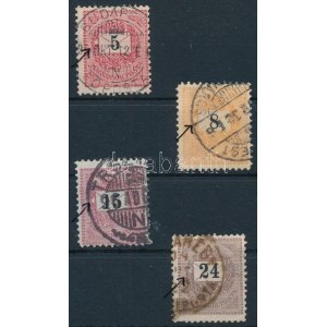 1889 4 db bélyeg körte lemezhibával / with plate flaw