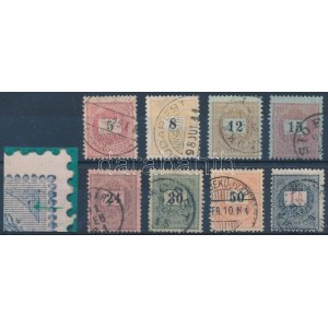 1889 8 db krajcáros bélyeg ugyanazzal a lemezhibával / plate flaw
