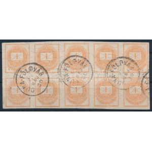 1898 Hírlapbélyeg 10-es tömb / Newspaper stamp block of 10 DUNA-FÖLDVÁR