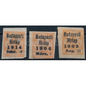 1900-1913 3 db Hírlapbélyeg előérvénytelenítéssel / 7 precancelled Newspaper stamps