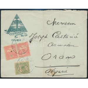 1900 Dekoratív levél Turul bélyegekkel Algériába / Cover to Algeria FIUME - ORAN