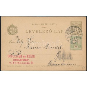 1902 Díjjegyes levelezőlap Turul 5f kiegészítéssel / PS-card with additional franking