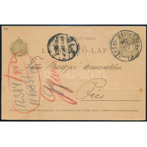 1902 Levelezőlap ZÁKÁNY-BÁTTASZÉK vasúti mozgóposta bélyegzéssel ...
