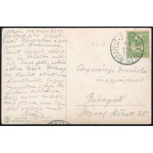 1908 Képeslap ODERBERG-BUDAPEST vasúti mozgóposta bélyegzéssel / Postcard with railway postmark