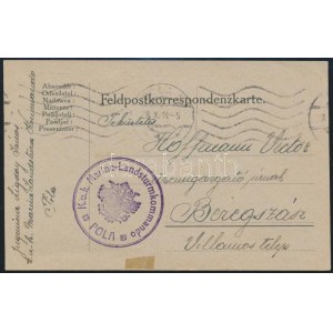 1914 Tábori posta levelezőlap / Field postcard K.u.K. Marine-Landsturmkommando / POLA