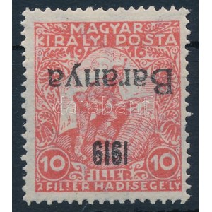 Baranya 1919 Hadisegély 10f fordított felülnyomással (22.000) / Mi 16 with inverted overprint. Signed...