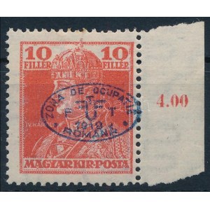 Debrecen I. 1919 Károly ívszéli 10f (17.000) / Mi 37 with margin. Sign: Bodor