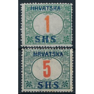 SHS 1918 Portó 1f és 5f / Mi P27 + I. Signed: Bodor