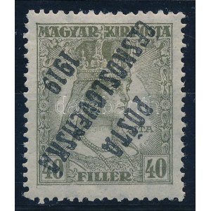 Posta Ceskoslovenska 1919 Zita 40f fordított felülnyomással, típus megjelöléssel / Mi 141 with inverted overprint...