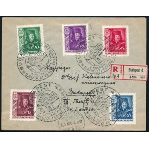 1935 Rákóczi sor ajánlott helyi FDC-n / Mi 517-521 on registered local FDC