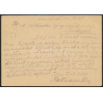 1940 Díjjegyes levelezőlap a 252/1 Tábori zsidó munkásszázadból (Derenó fürdő - Ungvár) / PS...