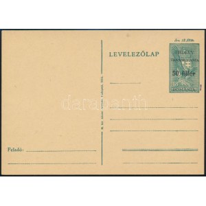 Székelyudvarhely 1944 50f/18f díjjegyes levelezőlap, használatlan (22.000) / Unused PS-card. Signed...