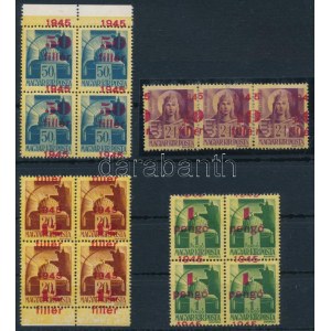 1945 4 klf összefüggés elcsúszott felülnyomással / 4 units with shifted overprint