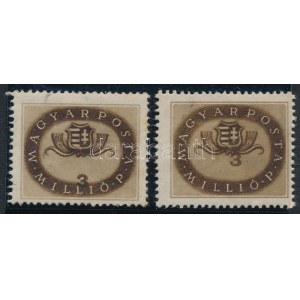 1946 Milliós 2 db 3 millió P, az egyik lefelé, a másik felfelé tolódott értékszámmal ...