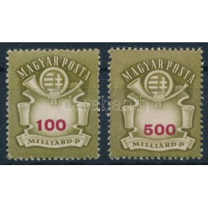 1946 Milliárdos 100 MP + 500 MP elcsúszott értékszámmal / shifted numbers
