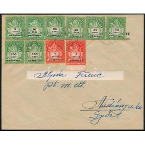1946.07.29. (27. díjszabás) Teljes Adópengős sor levélen, filatelista futtatás / Mi 933...