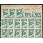 1946 Ajánlott levél Csehszlovákiába 18 db Újjáépítés 500P bérmentesítéssel ...