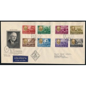 1947 Roosevelt sor légi helyi FDC-n / Mi 985-992 on airmail local FDC