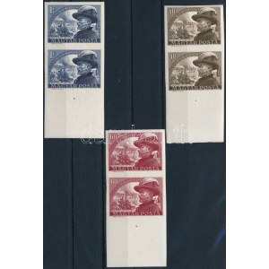 1950 Bem József vágott sor ívszéli párokban (12.000) / Mi 1142-1144 imperforate margin pairs