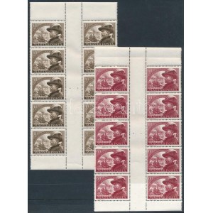 1950 Bem sor ívközéprészes 10-es tömbökben / Mi 1142-1144 gutter blocks of 10