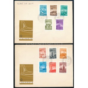 1966 Repülő VII. sorból 11 vágott érték 2 db FDC-n / Mi 2280-2290 imperforate stamps on 2 FDC's (Mi EUR 300,-...