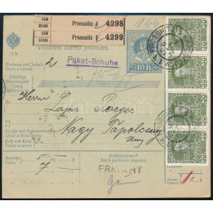 1913 Csomagszállító 8 db bélyeggel / Parcel card