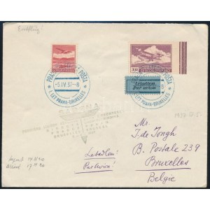 1937 1. repülés légi levél Brüsszelbe / First flight airmail cover to Brussels